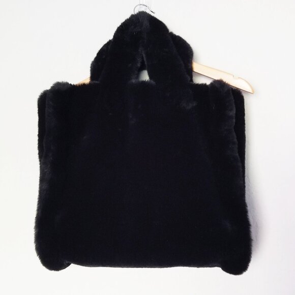 STAND STUDIO Black Lolita Teddy Tote Medium Plush Faux Fur Tote Bag $360 Soft - Picture 4 of 15